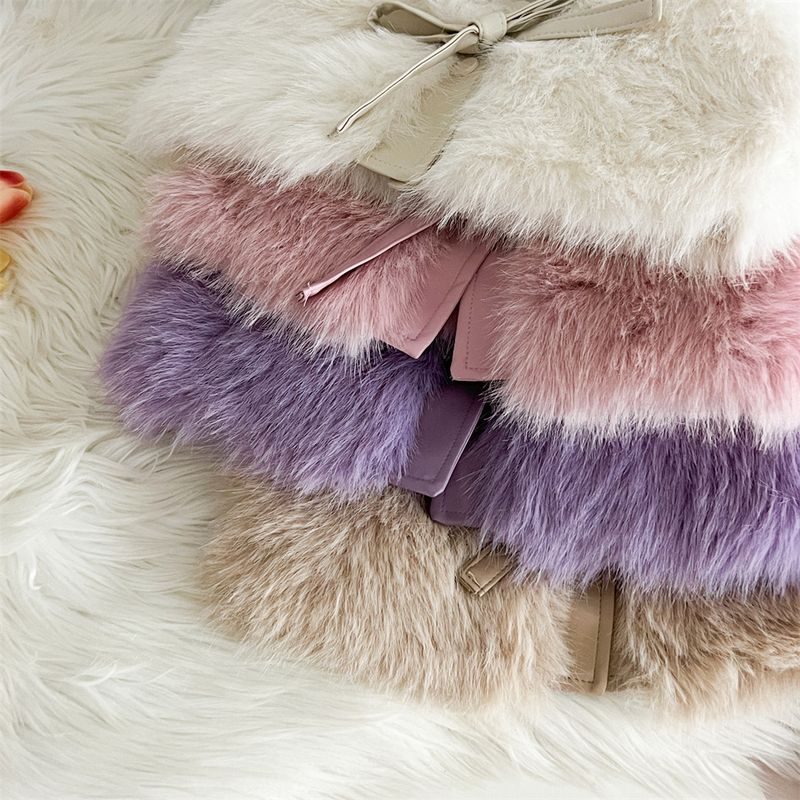 2025 Nuovo gilet di pelliccia per ragazze autunno e inverno stile coreano, abito a tre pezzi, gilet di pelliccia lungo + gonna di pelle + camicia inferiore_voghion.com