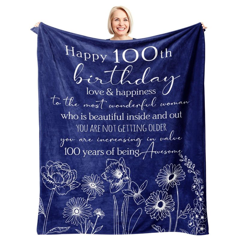 60-årsdag Gratulerer med dagen Mønster Teppe Flanell Mykt Komfortabelt Hjemmeteppe Varmt Teppe Bursdagsgave_voghion.com
