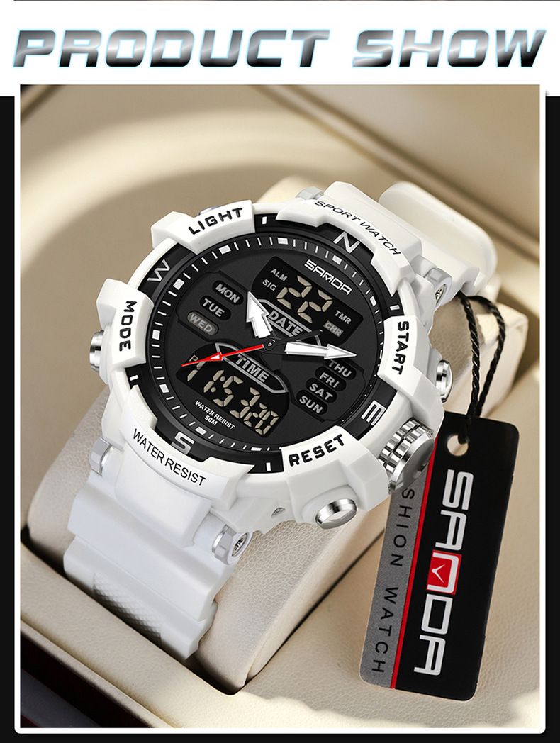 Unisex Digital Analog Watch With Alarm, Countdown, Dual Time, Waterproof & Glow-in-the-Dark For Casual & Sports Personality Watch_voghion.com