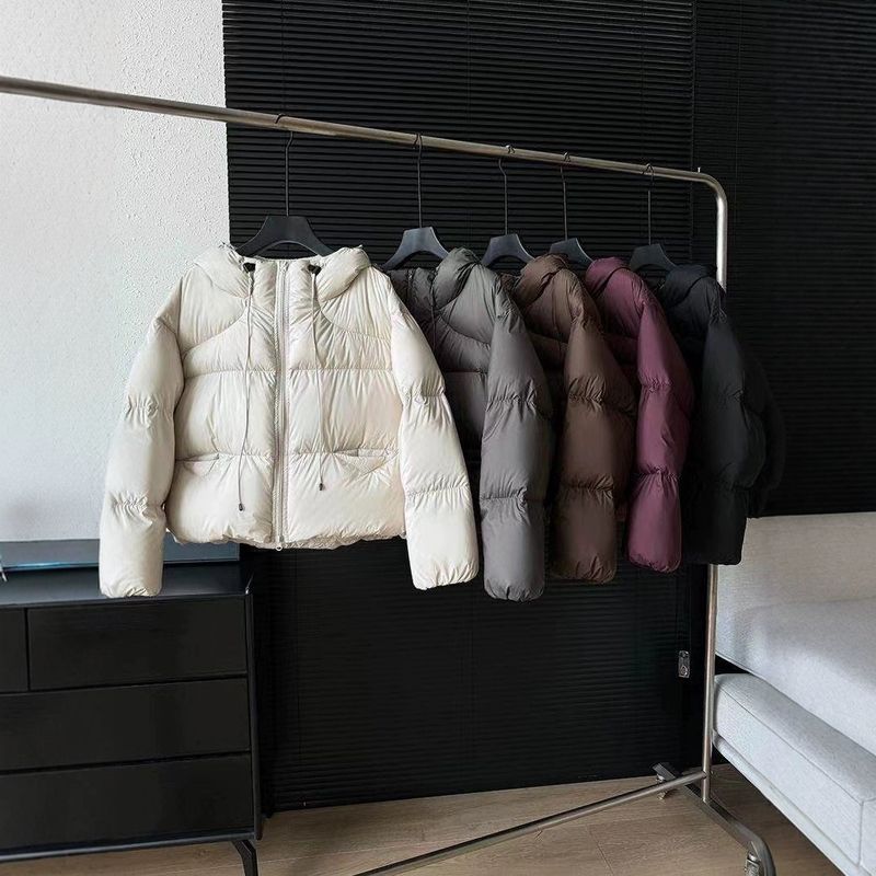 Nieuwe herfst- en winter dikke Kendou Hooded Bread Puff zachte dames korte witte eendendonsjas, trendy_voghion.com