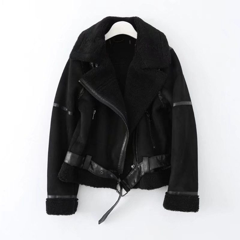 Damenbekleidung Langfristige Spot Winter Neue Damenbekleidung Doppelseitige Pelz Wildleder Motorradjacke Mantel Damen_voghion.com