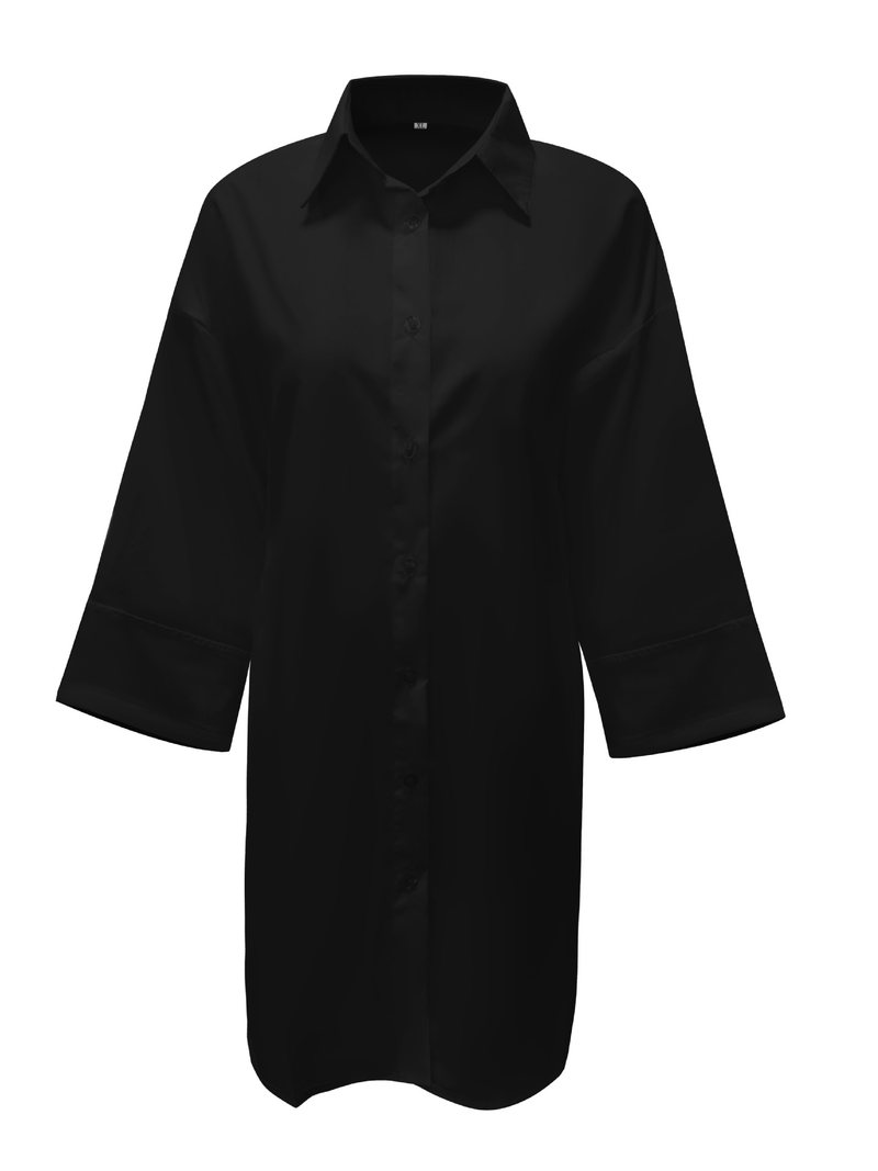 Damenbekleidung Frühling Neue Mode Bequeme Einfarbige Lose Kleid_voghion.com