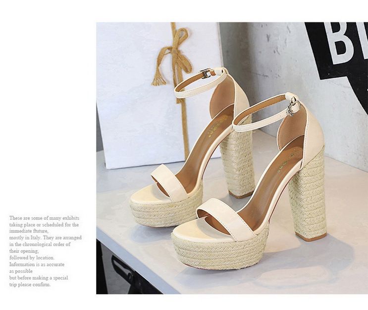 Women's Retro Braided Open-Toe High Heel Sandals With Platform And Ankle Strap - Comfortable & Stylish Summer Shoes In White, Black, Brown_voghion.com