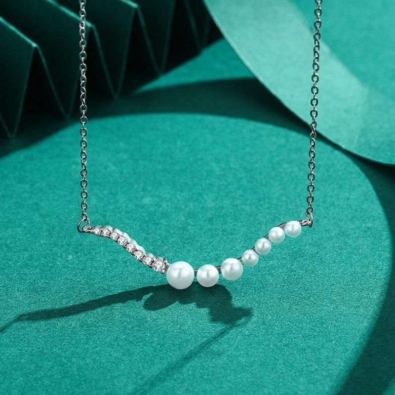 Tancise Einfache und exquisite Damen-Perlenkette aus S925-Sterlingsilber, Halskette mit Anhänger, Schlüsselbeinkette._voghion.com