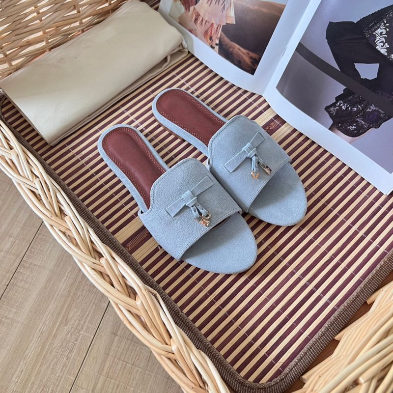 LP One Word Slippers For Women 2024 Summer New Style Tassel Leather Versatile Lazy Flat Bottom Open Toe Casual Outerwear_voghion.com