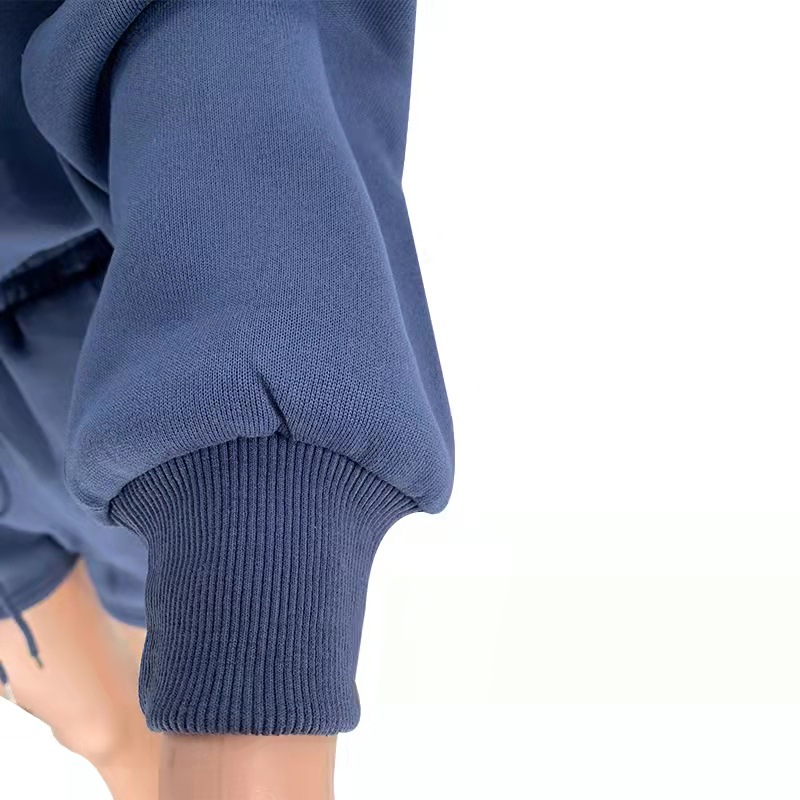 Women's fashion casual printed shorts two-piece set plus fleece long-sleeved hoodie set_voghion.com