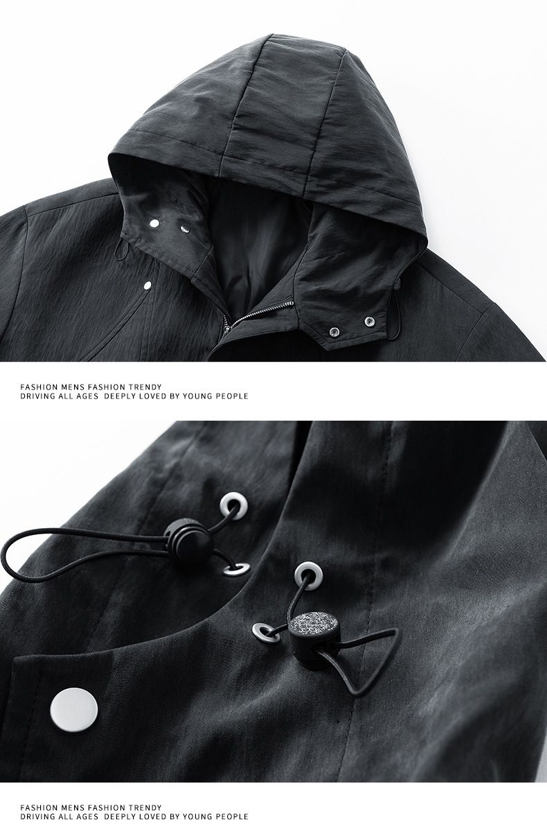 Men's Clothing Men's Jacket Spring And Autumn Solid Color Hooded Hong Kong Style Jacket Casual Loose Workwear Jacket Men_voghion.com