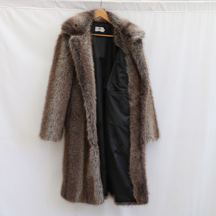 Men's Clothing Men's Fur Coat New Imitation Shearling Suit Collar Long Coat Winter Windproof Warm Windbreaker Large Size_voghion.com