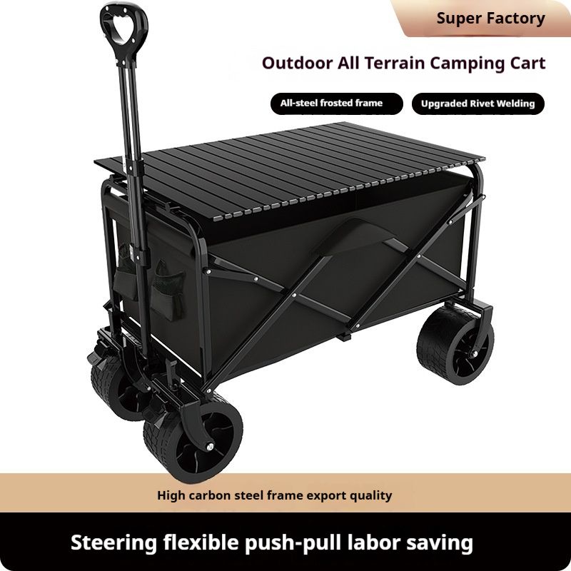 Outdoor Foldable Stall Rear Door Camping Cart, Portable Large Capacity Shopping Cart_voghion.com