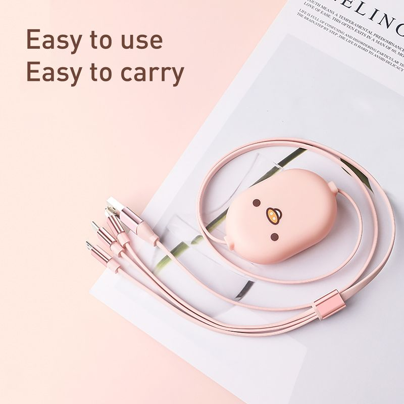 Cabo de carregamento de dados retrátil 3 em 1 para conectores Apple/Android/Tipo C_voghion.com