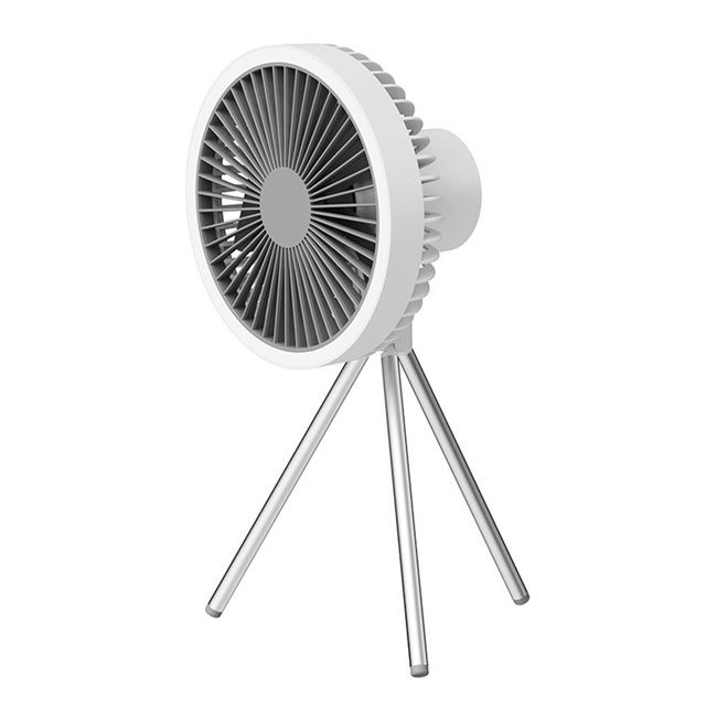 Ventilador de escritorio con soporte de refrigeración por aire con trípode de aleación de aluminio desmontable para el hogar, para acampar al aire libre, ventilador de techo con temporizador, motor silencioso sin escobillas_voghion.com