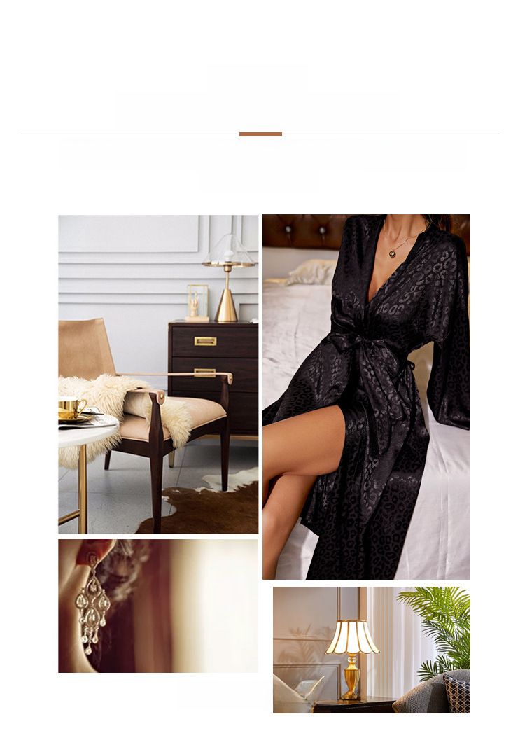 RYYD Black Lace Robe - Ice Silk|Cardigan Style|Sexy Nightwear_voghion.com