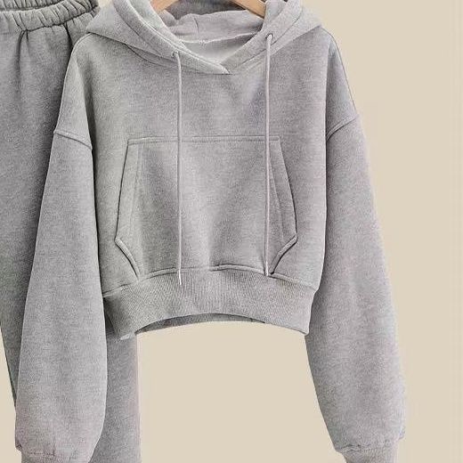Ensemble sweat à capuche et jogging pour petites femmes – Ensemble deux pièces sportif et tendance pour femmes_voghion.com