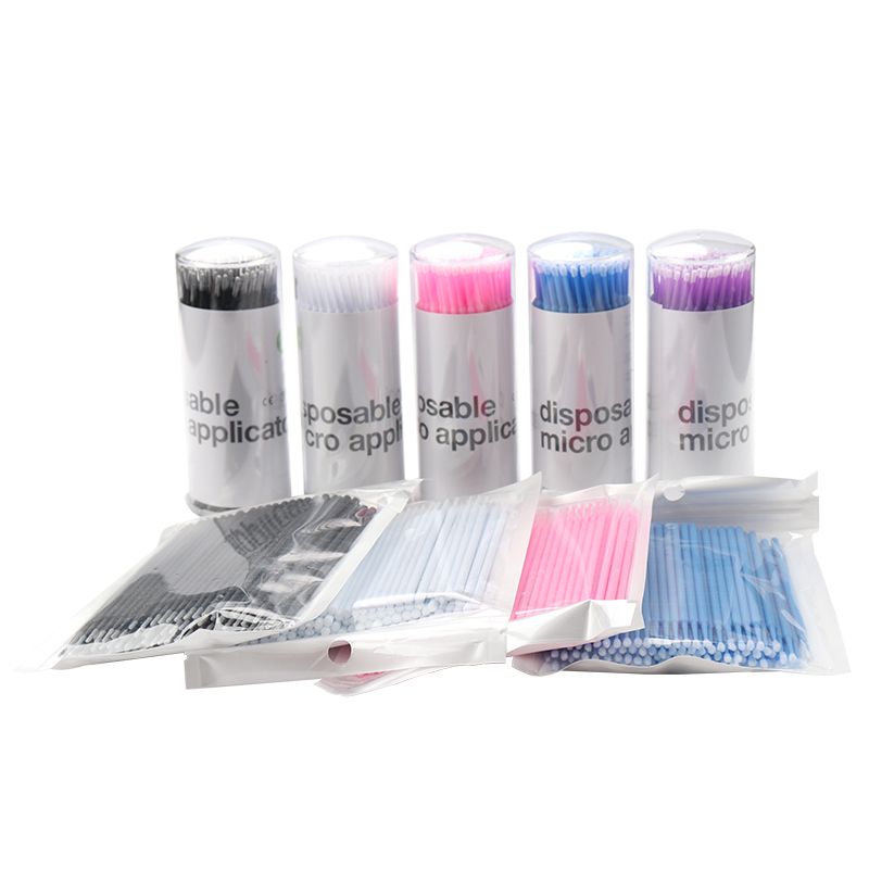 100 pz/lotto Micro Brush Monouso Extension Ciglia Applicatori Mascara Pennello Ciglia Individuali per Donne Strumenti per il Trucco_voghion.com