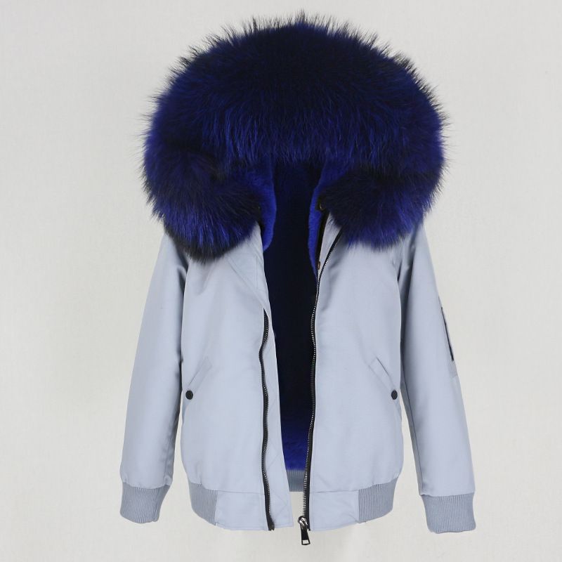 Abbigliamento donna nuovo parka con fodera in pelliccia artificiale ispessita, giacca con collo in pelliccia di volpe vera staccabile, cappotto di pelliccia_voghion.com