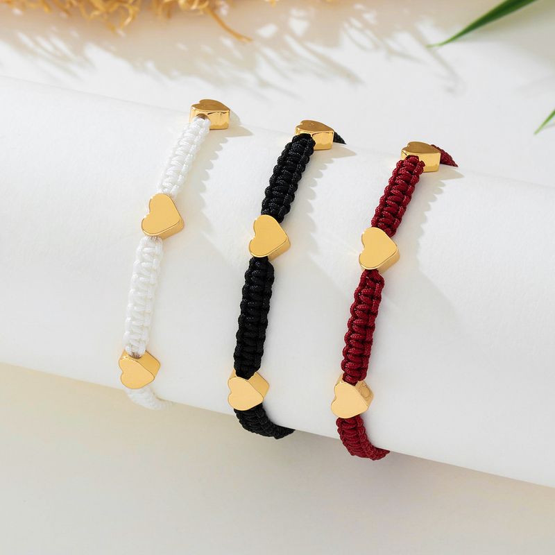 3 braccialetti da donna intrecciati colorati con cuore in metallo per San Valentino, alla moda e di personalità_voghion.com