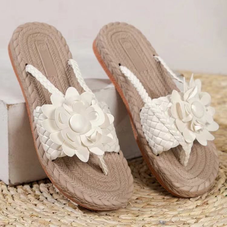 Scarpe da donna, nuove scarpe estive con suola morbida floreale, sandali da spiaggia da donna di grandi dimensioni, pantofole da esterno con una linea_voghion.com