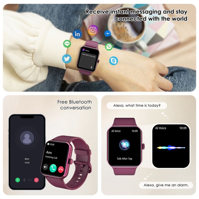 Women Alexa Smart Watch Fitness Bluetooth Call Watch For Android IPhone Samsung_voghion.com