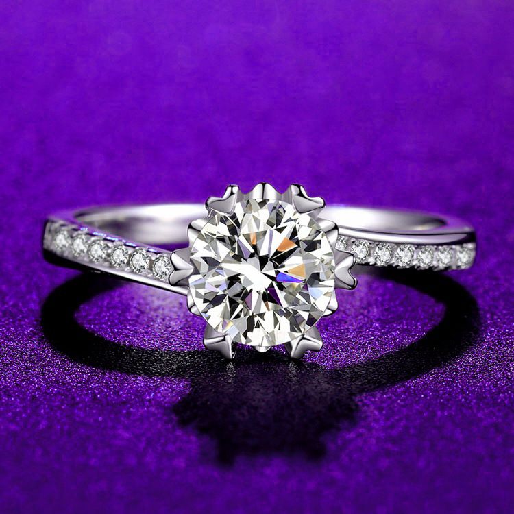 Sterling silver sten klassisk dam high-end hjärta åtta pil Mo Sang diamantring Tiktok livesändning_voghion.com