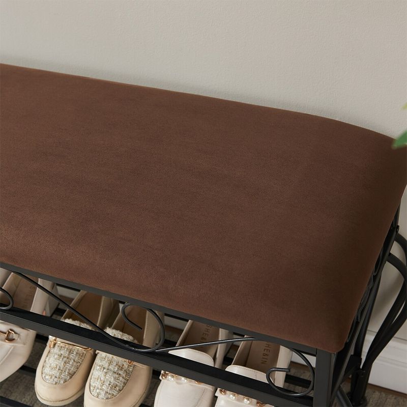 Multipurpose Upholstered Shoe Rack Bench,End Of Bed Bench,for Entryway,Bedroom,Metal Frame_voghion.com