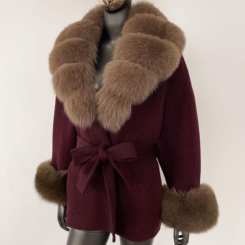 Luxuriöser doppelseitiger Wollmantel mit Fuchspelzkragen – Übergroßer Damen-Wintermantel, eleganter mittellanger Trenchcoat für Freizeit und Büro_voghion.com