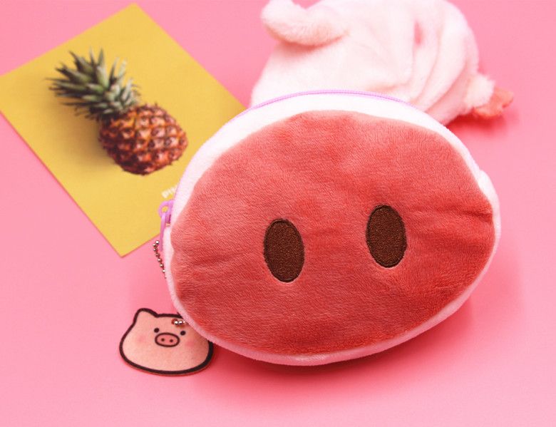 Borsa di peluche a forma di naso di cartone animato, con mini portamonete e porta carte a forma di sedere di maiale, stile femminile, a forma di cuore_voghion.com