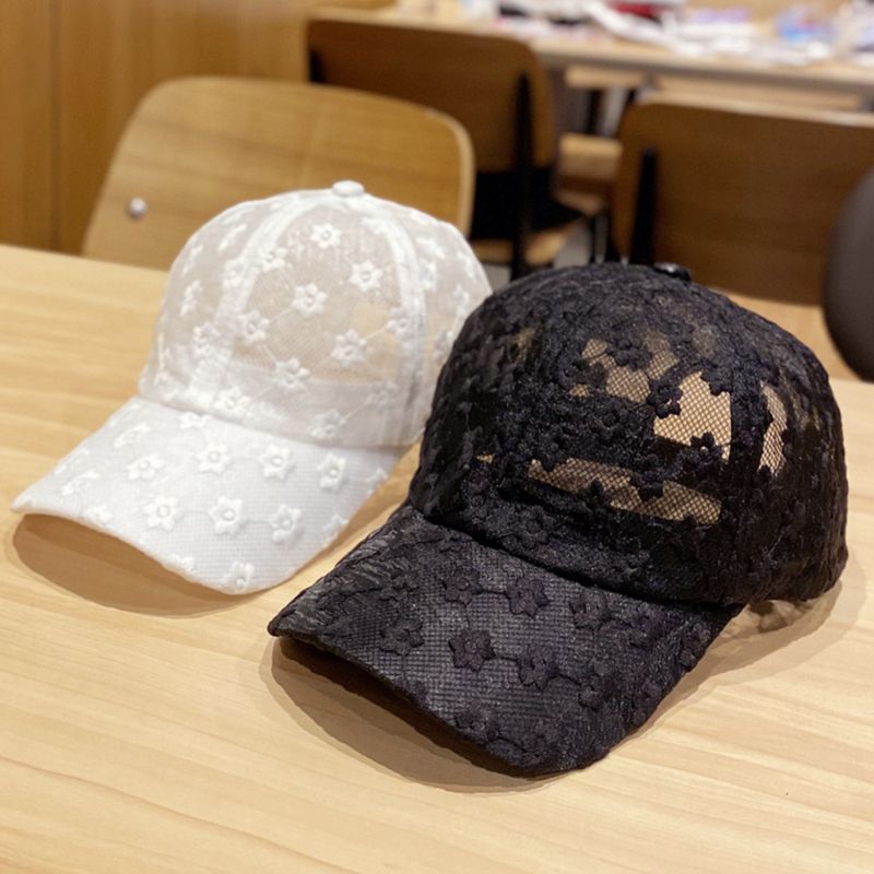 Nieuwe aankomsten Nieuwe dames zomer honkbal kant bloemen hoed ademende pet voor vrouwen mesh meisjes snapback hip hop mode vrouwelijke petten_voghion.com