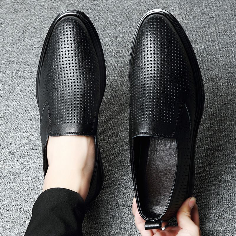 2025 Veelzijdige, ademende, gesneden heren formele brogue Koreaanse stijl trendy zakelijke leren schoenen voor heren_voghion.com