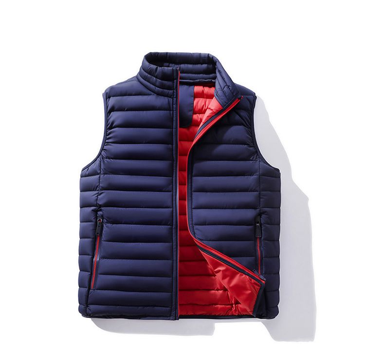 Ärmellose Steppweste für Herren mit Fleecefutter, leichte, warme Winterweste mit Stehkragen für die Freizeit (Schwarz, Grün, Marineblau)_voghion.com