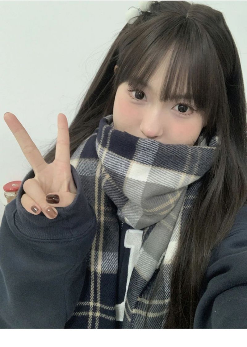 Scarf Women's New Autumn And Winter 2025 New Plaid Warm Scarf High-end Versatile Sweet Student Scarf_voghion.com