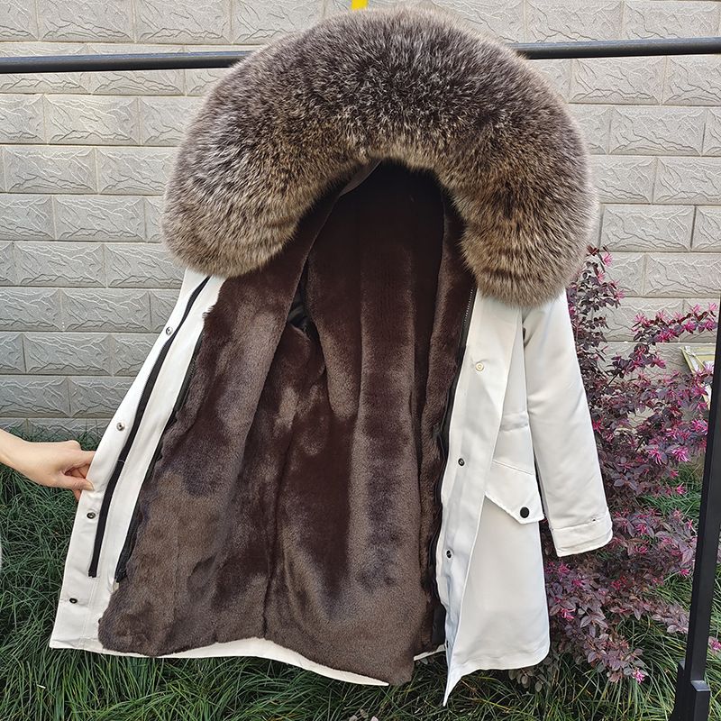 Abbigliamento da donna Nuovo inverno Parka da donna di media lunghezza Fodera in pelliccia rimovibile Collo in pelliccia Cappotto in pelliccia_voghion.com