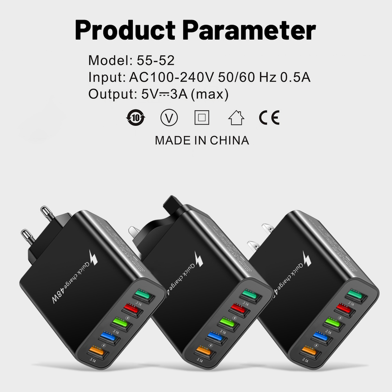 charger USB fast charging 3.0 48W fast charging phone adapter suitable for iPhone 14, 13, 12 Xiaomi, Samsung,_voghion.com