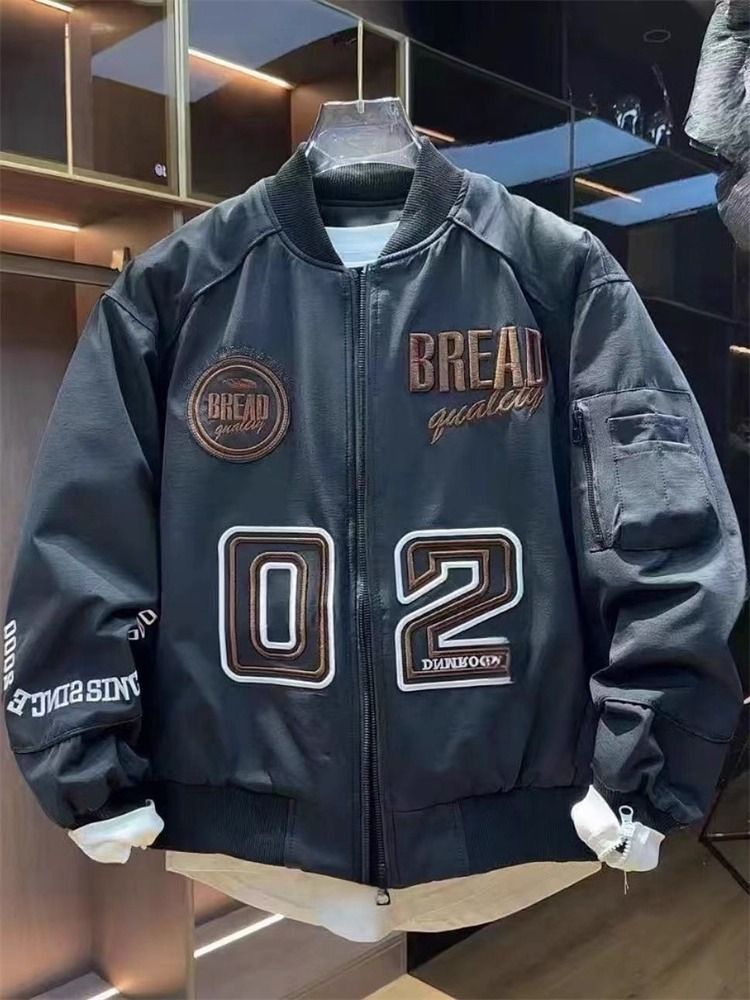 Giacca da baseball da uomo in cotone con scollo rotondo ricamato, stile americano, casual, calda, invernale, da coppia, di marca alla moda_voghion.com