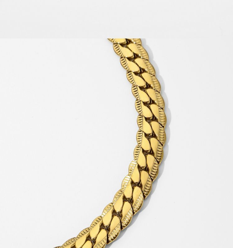 Collier NK en relief, chaîne cubaine, acier non brodé, style tendance pour hommes et femmes._voghion.com