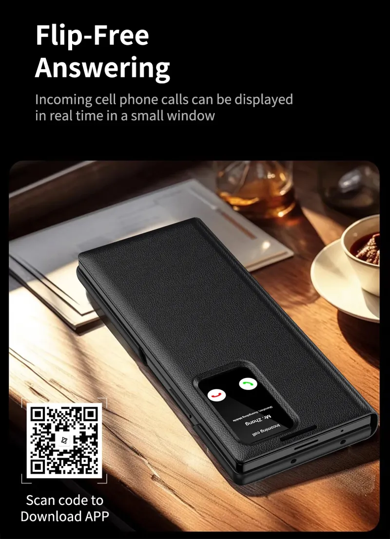 Flip Wallet Phone Case For Samsung Galaxy Z Fold 6 5 4 3 Fold6 Fold5 Fold4 Fold3 5G Smart Window Card Holder Kickstand Cover_voghion.com