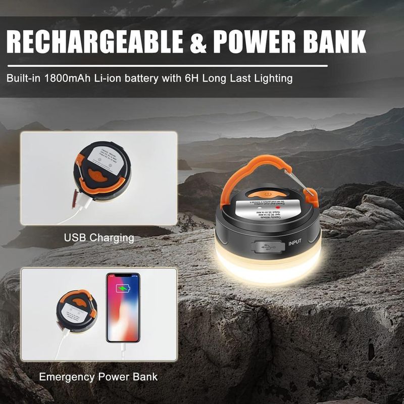 10W LED Camping Lanterne Teltlampe 1800mAh Bærbar Campinglampe Udendørs Vandring Nat Hængelampe USB Genopladelig_voghion.com
