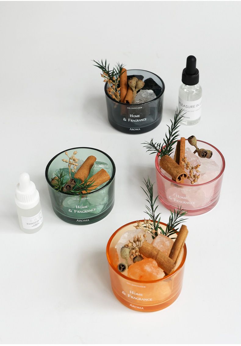 Räucherstäbchenloses Aroma-Diffusor-Set, natürlicher Kristallstein und getrocknetes Blumendekor mit ätherischem Öl, lang anhaltender Duft, elegantes Geschenk und Lufterfrischer_voghion.com
