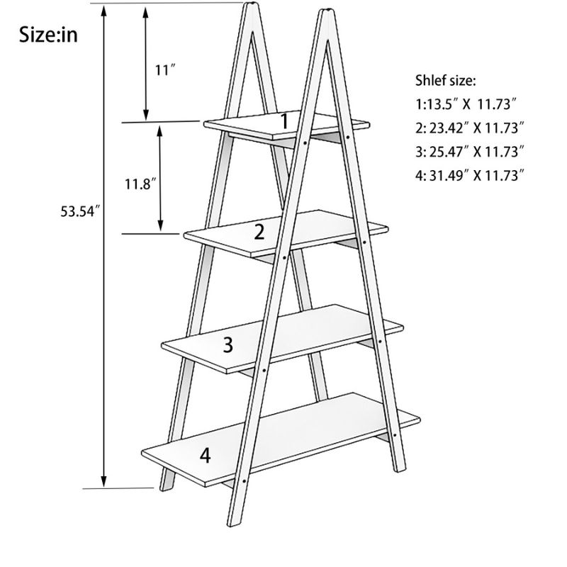 A Bookshelf Ladder Bamboo Display Wood Frame Solid Oxford_voghion.com