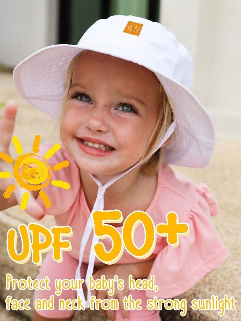 1pc Baby Sonnenhut Lächeln Gesicht Kleinkind Jungen Mädchen Eimer Hut UPF 50 + Sonnenschutz_voghion.com
