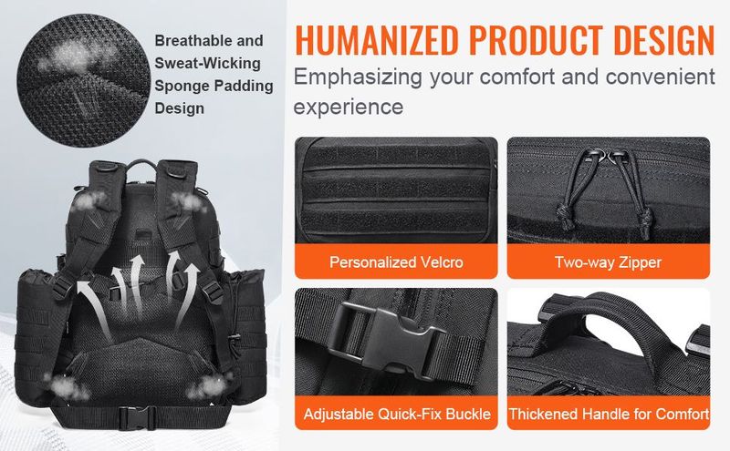 Tactical Backpack 25L Military Backpack With Molle Mode & 3 Compartments, Military Tactical Backpack For Men Molle Daypack 3 Day Bug Out Bag Hiking Rucksack With Bottle Holder_voghion.com