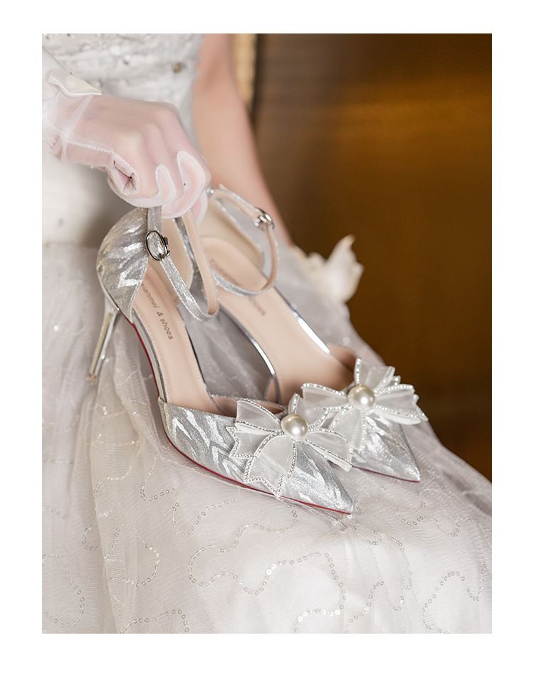 6692-5 Ein-Wort-Schnalle Socialite Style Design Tiger Skin Muster Strass Schleife Erwachsene Zeremonie High Heels_voghion.com