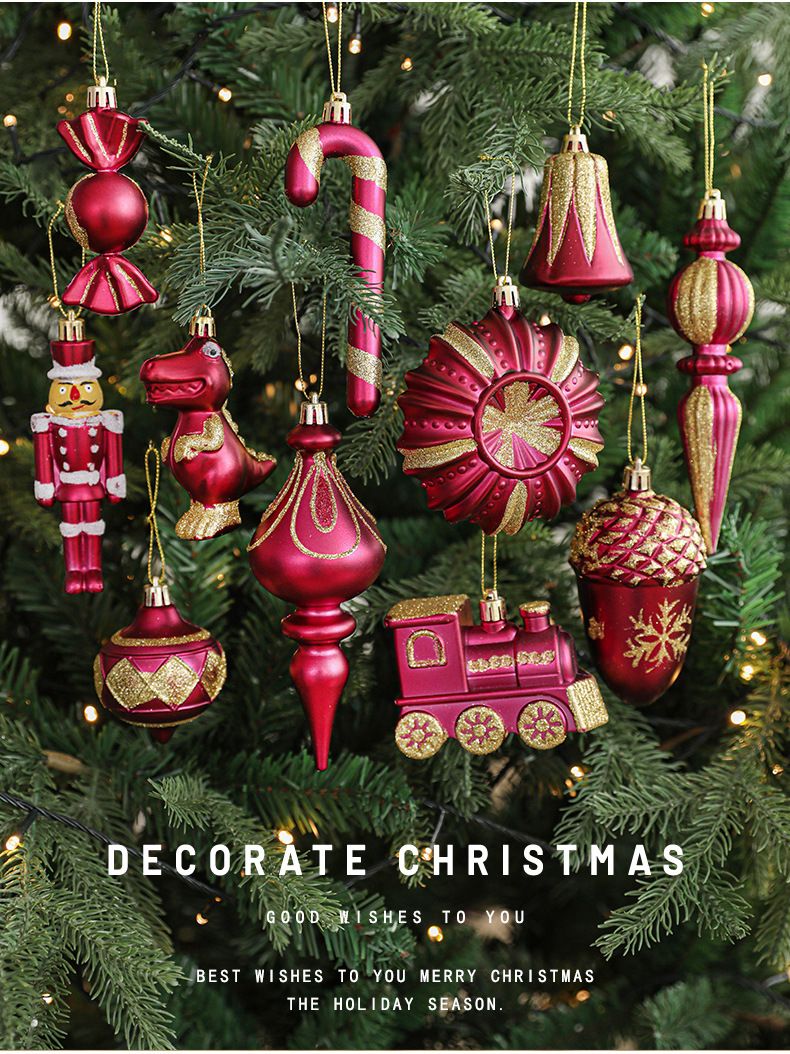 Ensemble de 18 décorations de Noël en plastique métallisé or rose – Décorations à suspendre pour sapin, couronne et décoration de table de fêtes_voghion.com