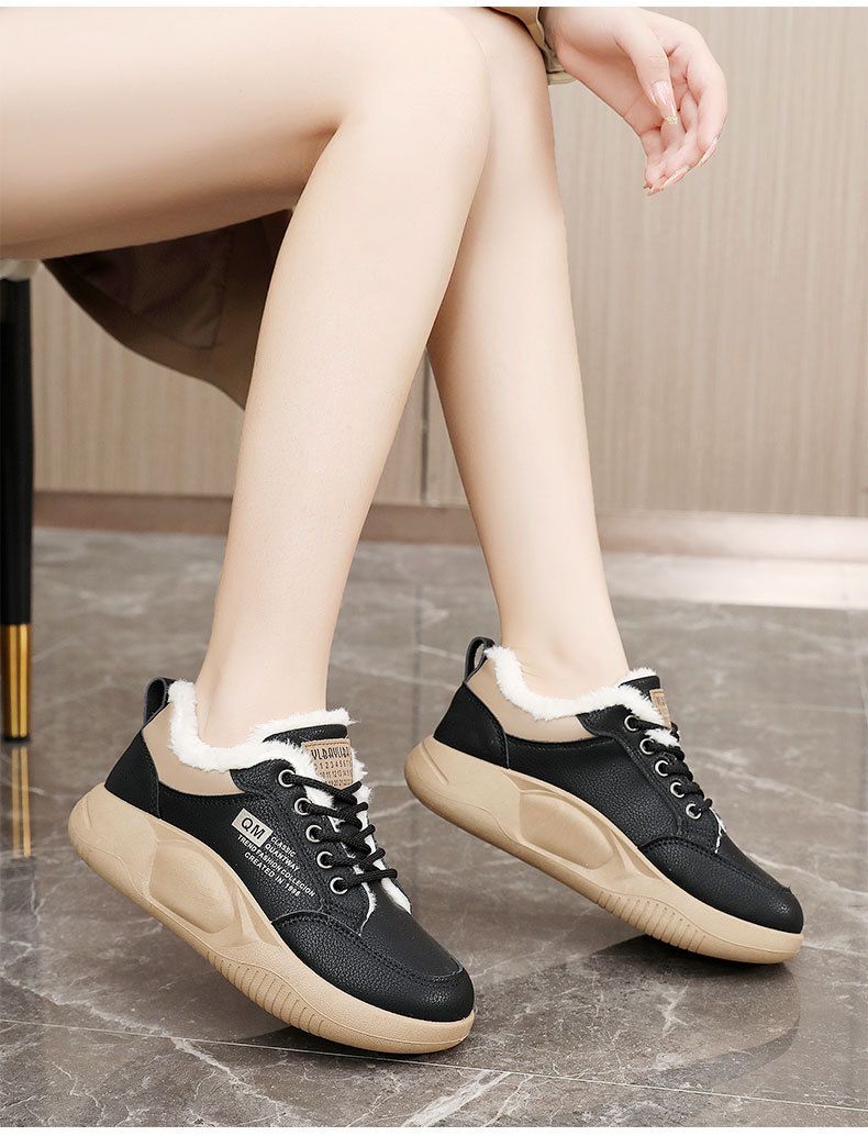 New autumn and winter platform women's shoes color matching warm cotton shoes high-top velvet simple height-increasing shoes_voghion.com