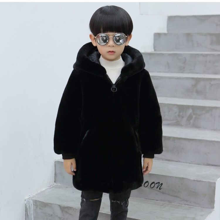 Teenage and guys Boys and girls thick warm coat 2024 new winter mid length boy handsome fur cotton jacket_voghion.com