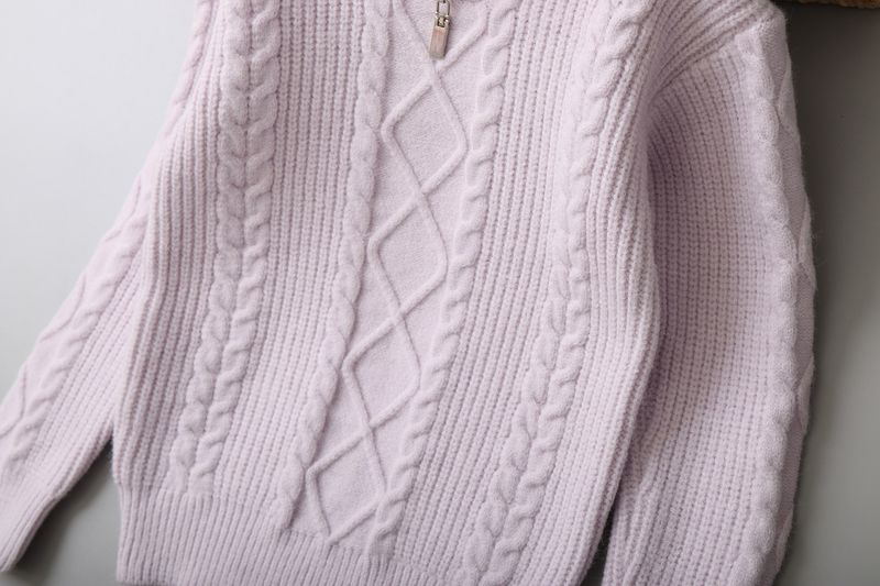Halbreißverschluss Twisted Strickpullover für Mädchen für mittlere und große Kinder Herbst und Winter Kinderpullover Neue Kinderkleidung_voghion.com