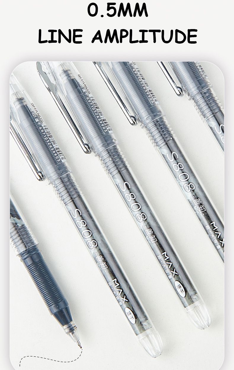 Stylo roller S808-X01, pointe fine de 0,5 mm, encre à séchage rapide, écriture fluide pour étudiants et professionnels, emballage en vrac, encre noire_voghion.com