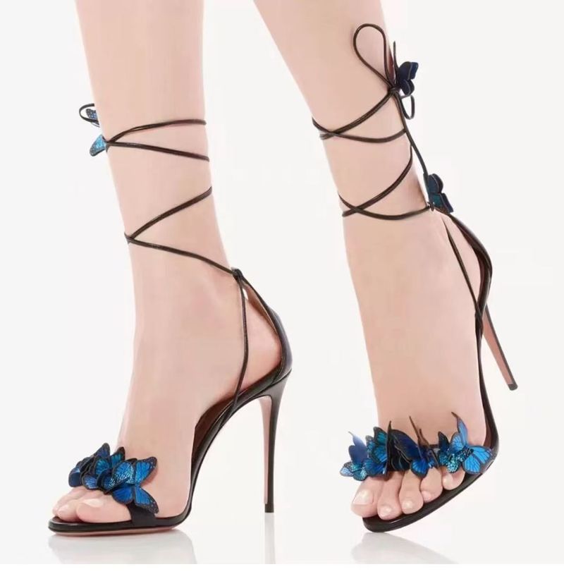 by Step Attracting Butterflies 2025 New Butterfly Cross Strap Stiletto High Heel Sandals For Women Peep Toe Mules_voghion.com
