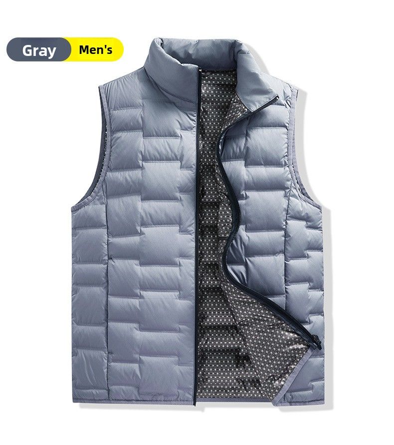 Men 2024 Autumn Winter New Stand Collar Inner Layer Warm Vest Lightweight Down Jacket Women_voghion.com