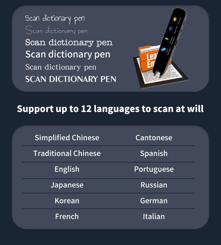 Smart Reading Pen - Offline Multilingual Translator & Book Scanner With Touchscreen, Bluetooth Connectivity & Voice Output_voghion.com