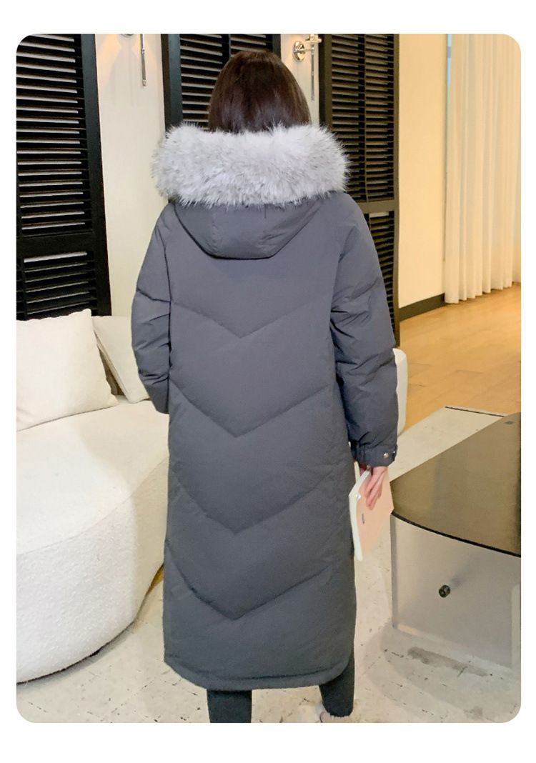Übergroßer Puffermantel mit Kapuze und abnehmbarem Kunstpelzbesatz für Damen, lange Winterjacke in Schwarz/Grau/Creme_voghion.com